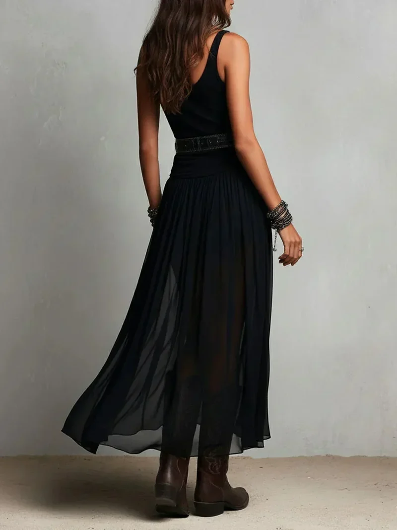 Eulee | Elegantes Doppellagen-Kleid mit Taillengürtel