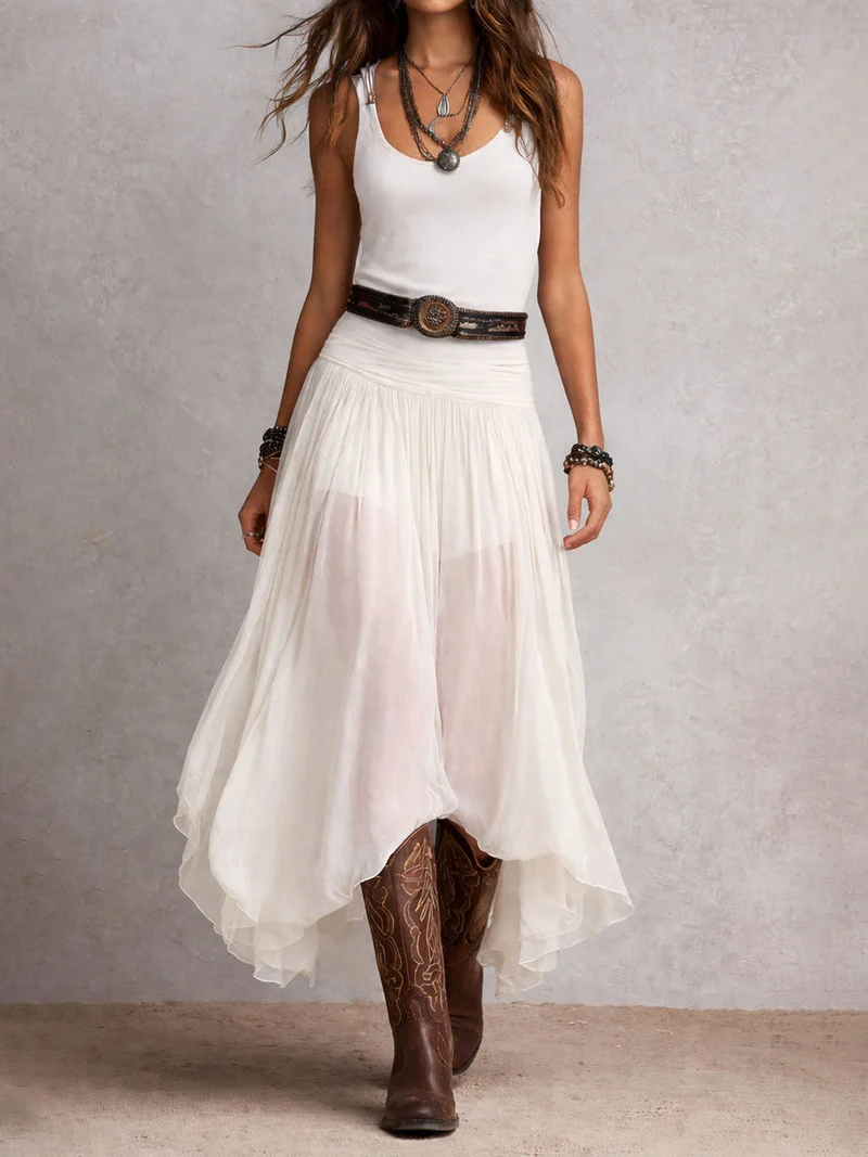 Eulee | Elegantes Doppellagen-Kleid mit Taillengürtel