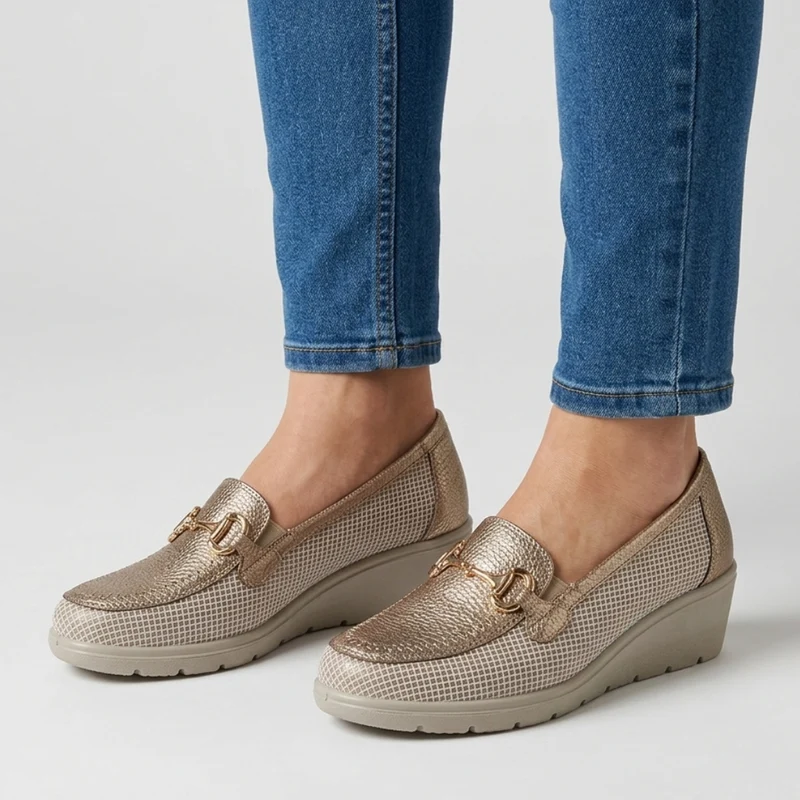 Caliefa | Damen-Komfortschuhe mit goldfarbenem Akzent