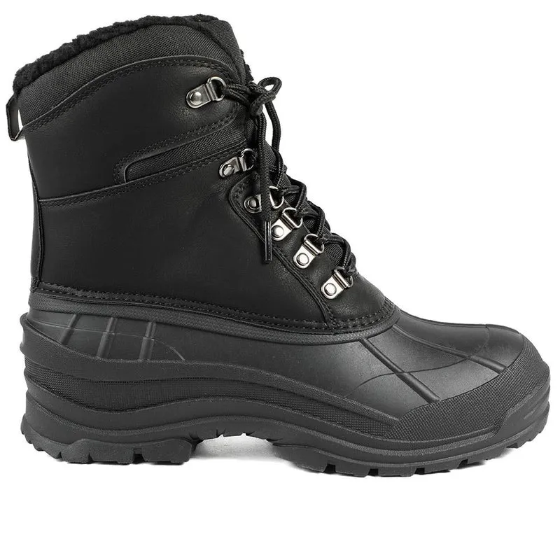 Rugged Warm Lined Lace Up Weather Boots - SHINN42006 / 328 540 - Black