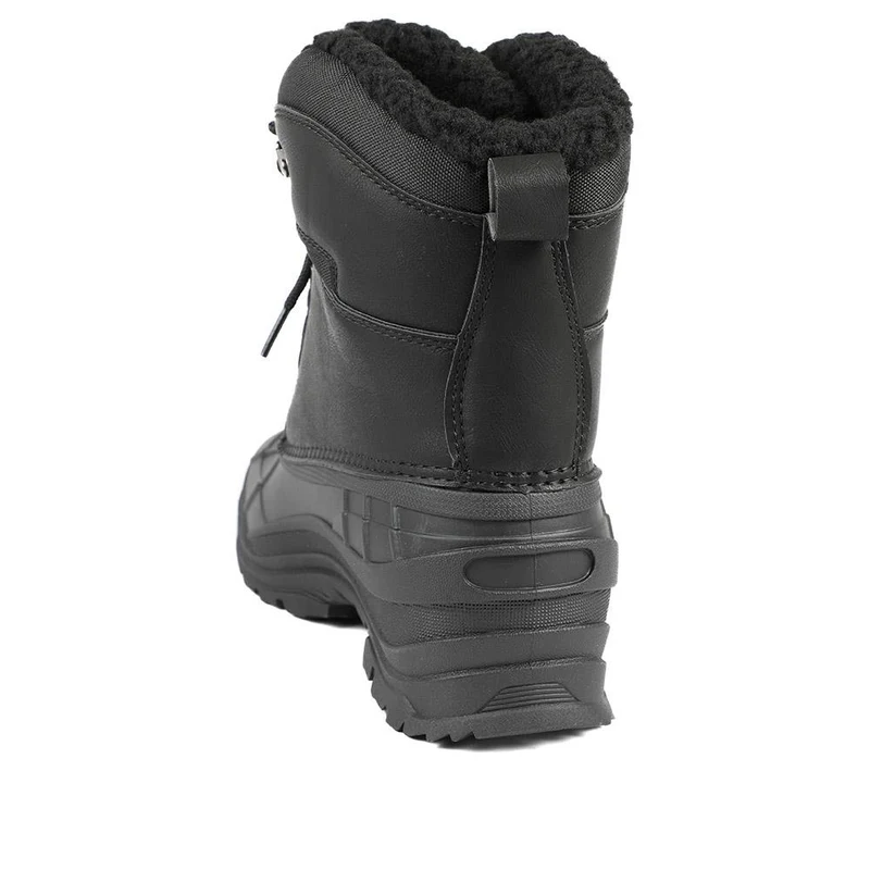 Rugged Warm Lined Lace Up Weather Boots - SHINN42006 / 328 540 - Black
