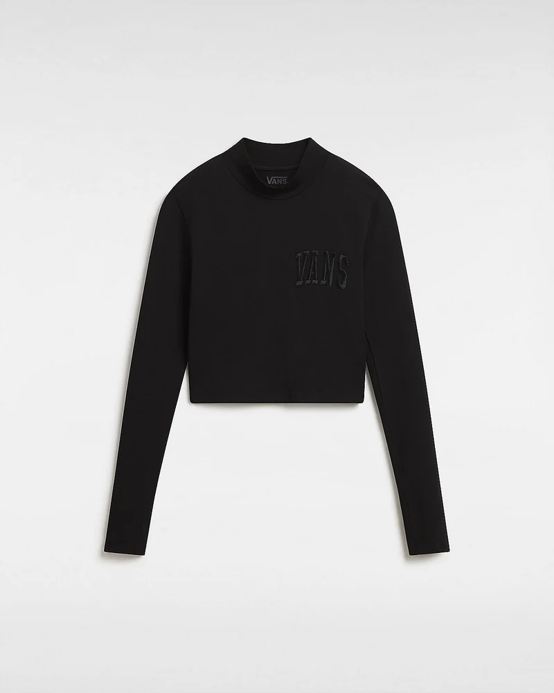 VANS Langärmliges Mini-T-Shirt mit Stehkragen für Damen – Schwarz