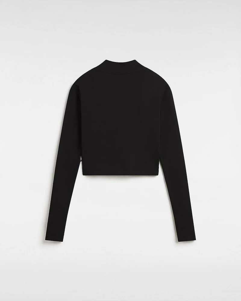 VANS Langärmliges Mini-T-Shirt mit Stehkragen für Damen – Schwarz