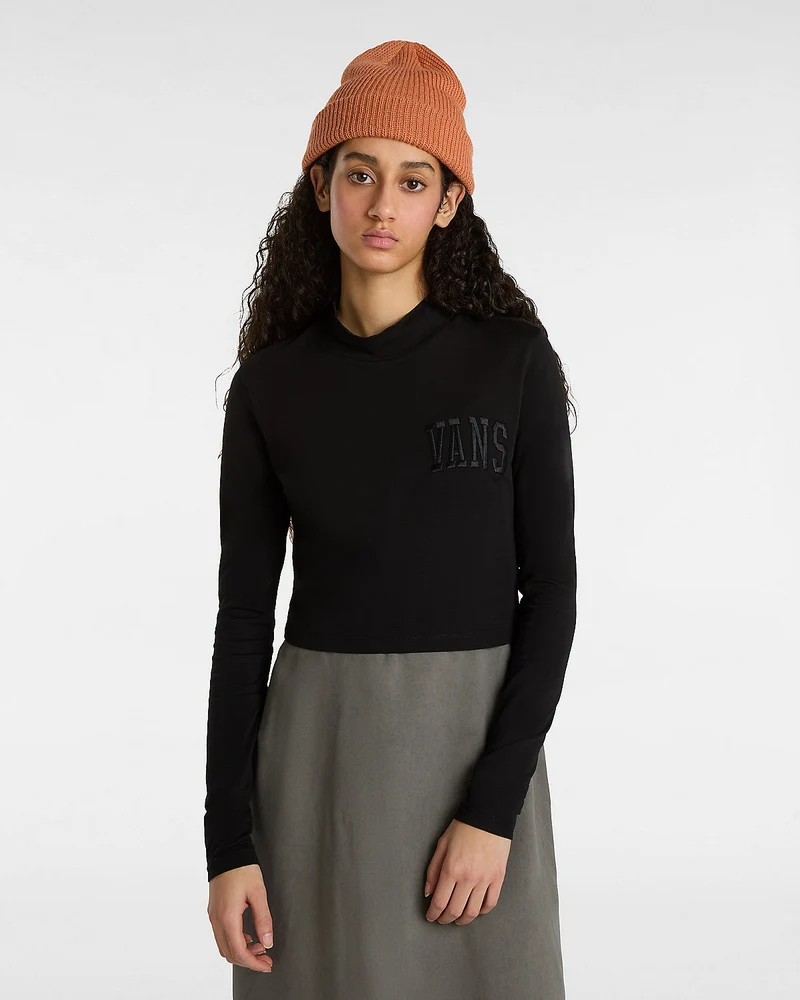 VANS Langärmliges Mini-T-Shirt mit Stehkragen für Damen – Schwarz