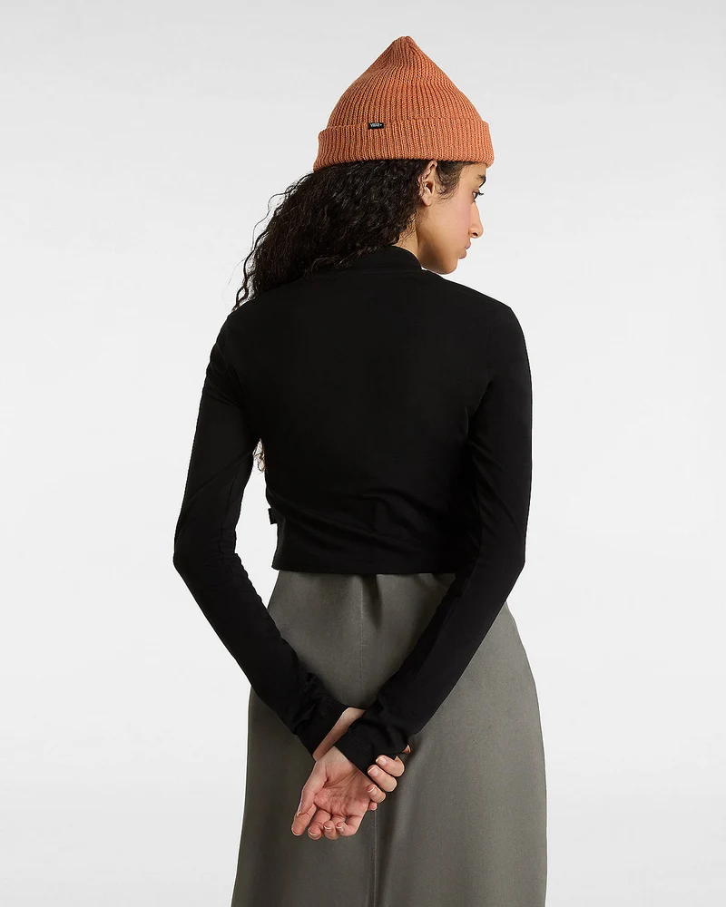 VANS Langärmliges Mini-T-Shirt mit Stehkragen für Damen – Schwarz