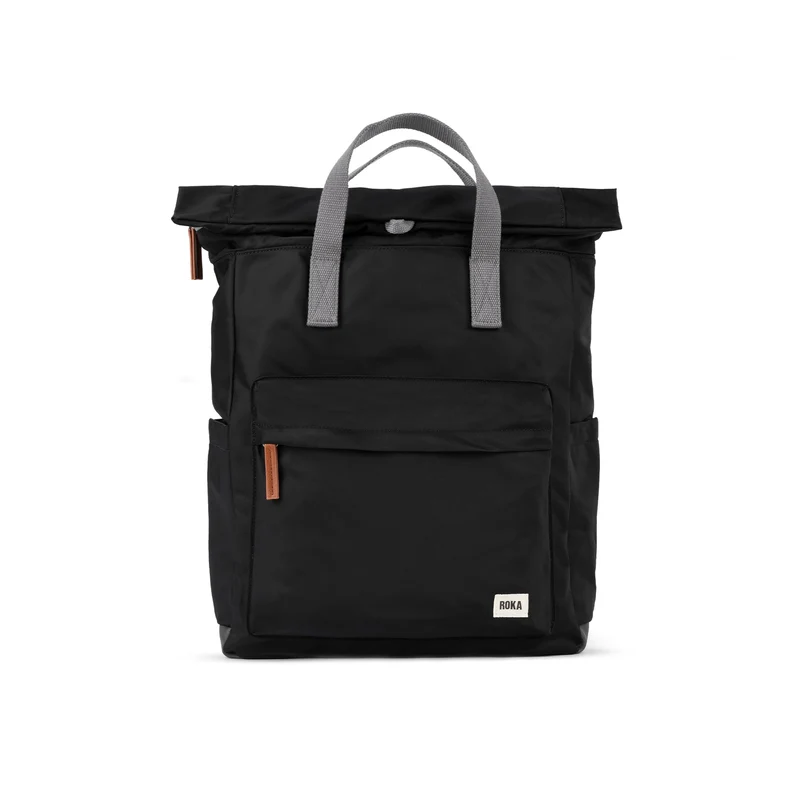 ROKA Canfield B Schwarze große Tasche aus recyceltem Nylon