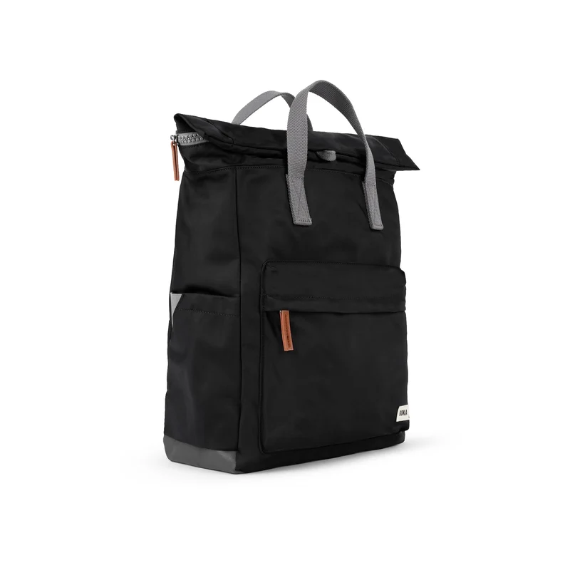 ROKA Canfield B Schwarze große Tasche aus recyceltem Nylon