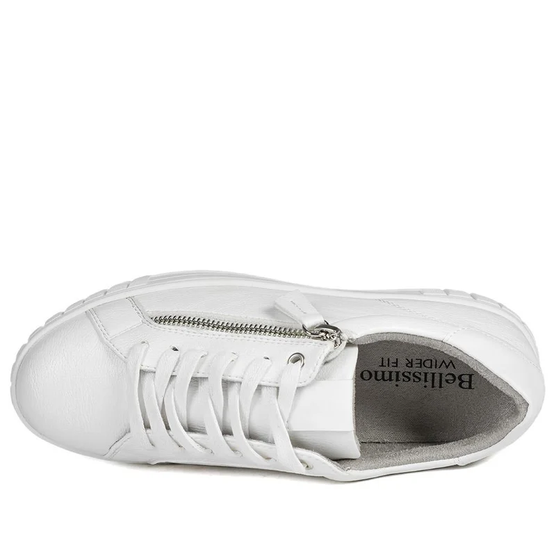 Bellissimo Wide Fit Zip & Lace Trainers - BELWBINS43024 / 328 919 - White