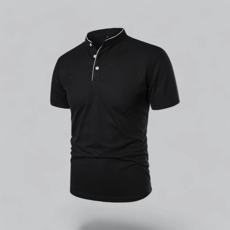 Henley T-Shirt Herren Kurzarm Stehkragen