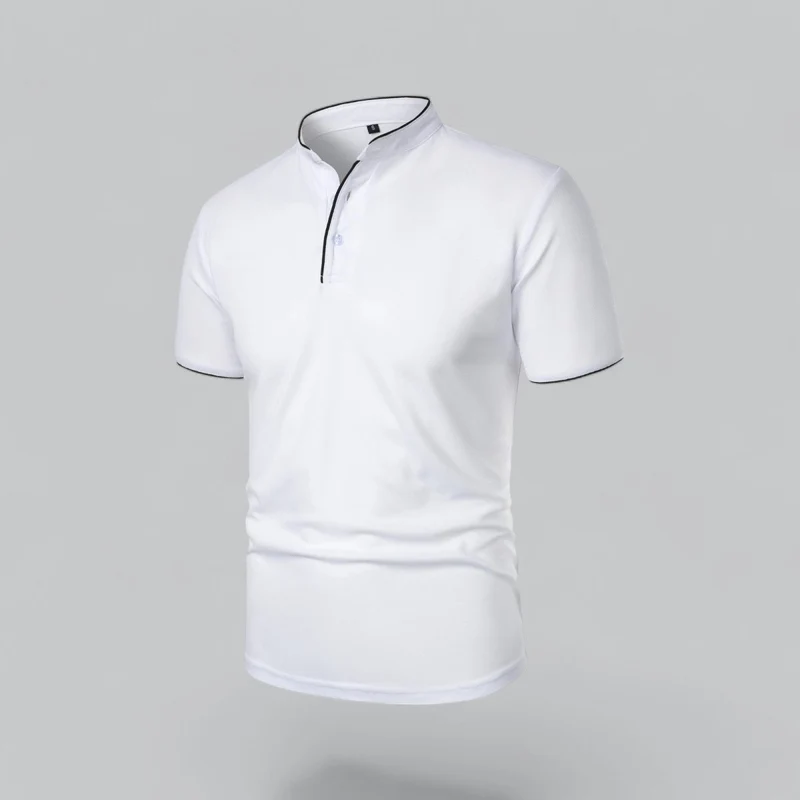 Henley T-Shirt Herren Kurzarm Stehkragen