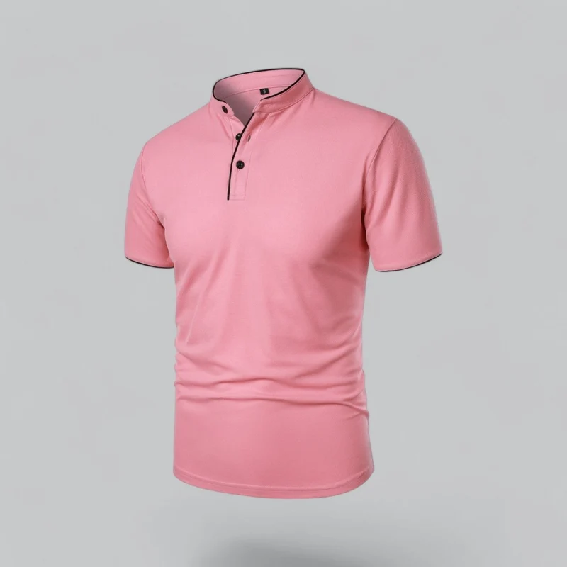 Henley T-Shirt Herren Kurzarm Stehkragen