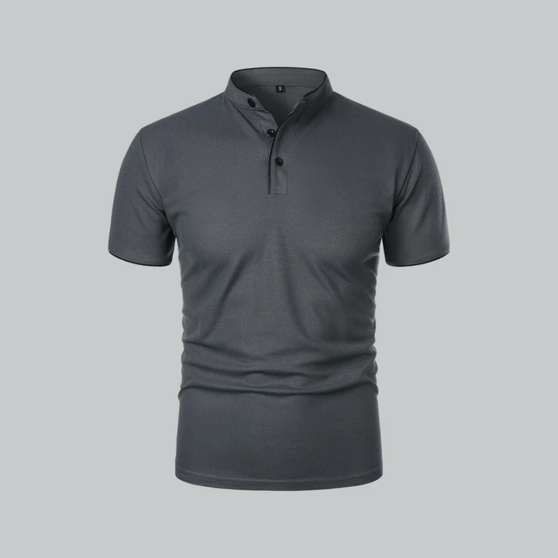 Henley T-Shirt Herren Kurzarm Stehkragen