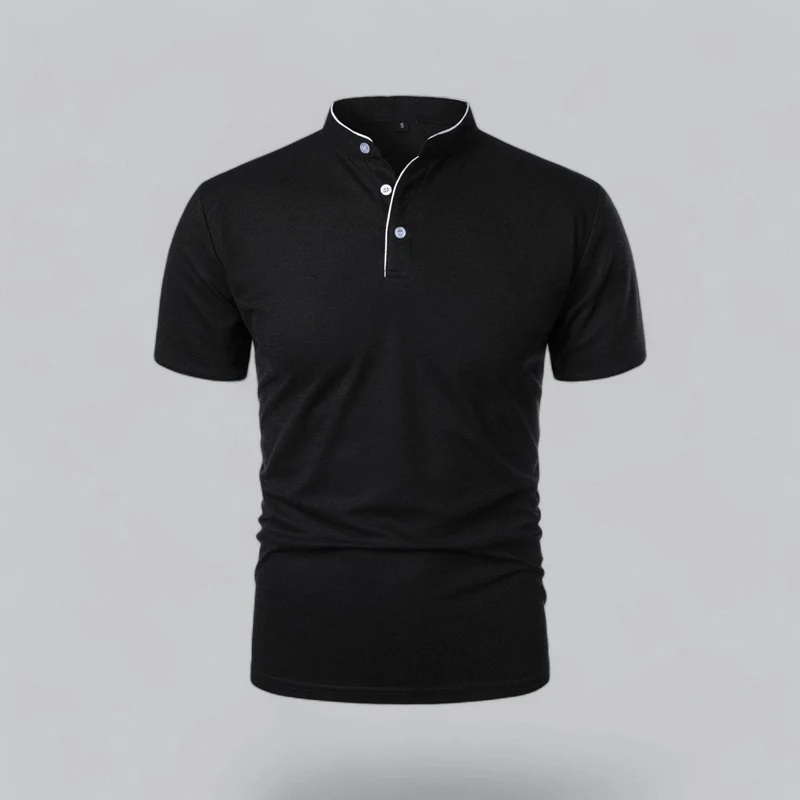 Henley T-Shirt Herren Kurzarm Stehkragen