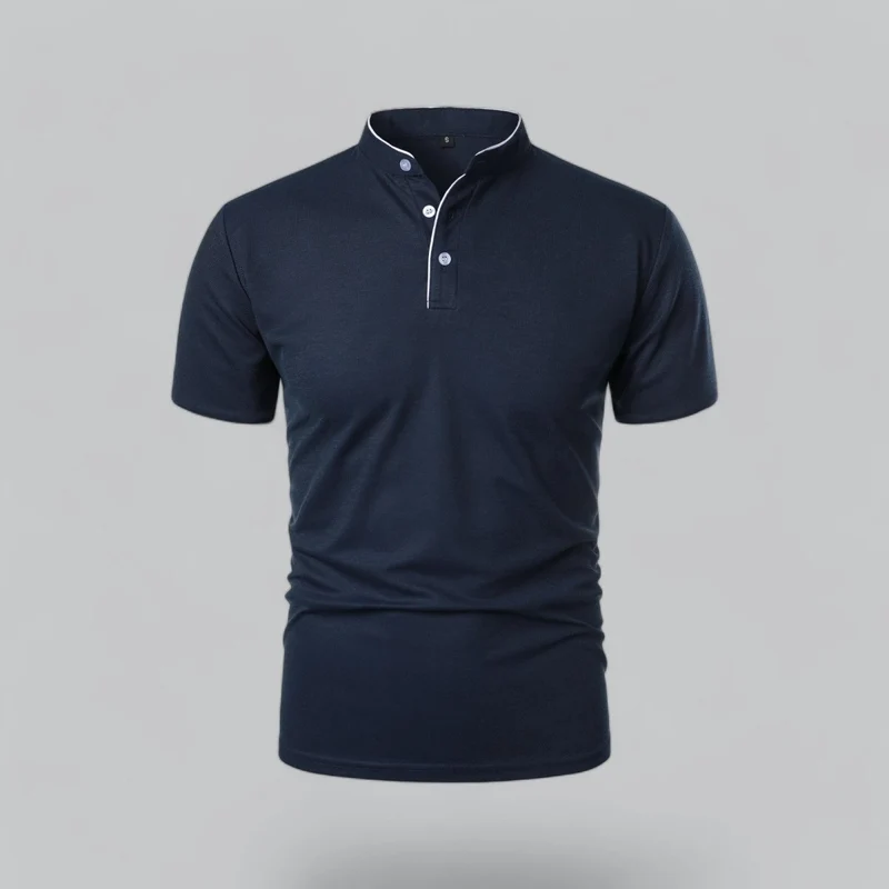 Henley T-Shirt Herren Kurzarm Stehkragen