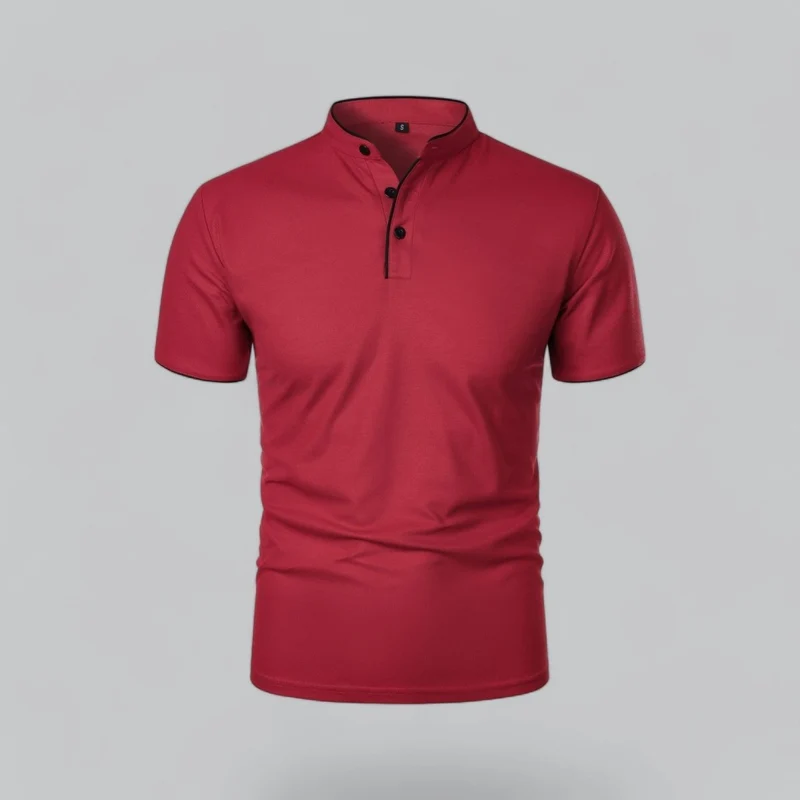 Henley T-Shirt Herren Kurzarm Stehkragen