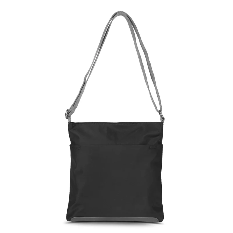 ROKA Kennington B Schwarze mittelgroße Tasche aus recyceltem Nylon