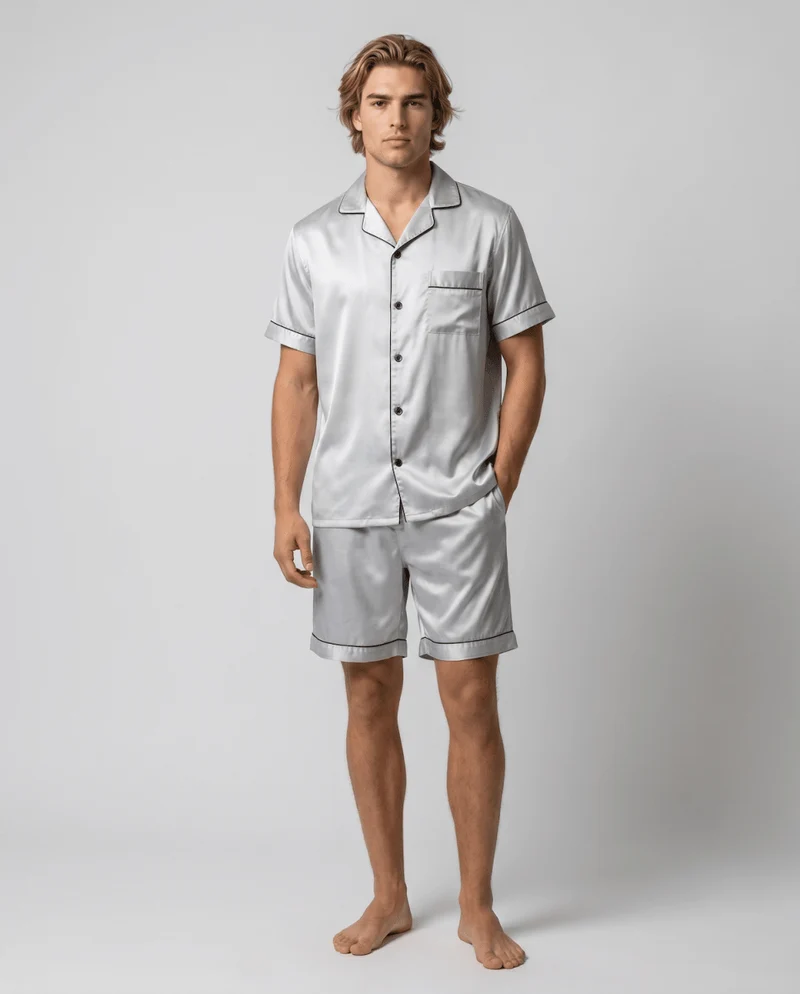 Herren Sommer Schlafanzug mit Hemd und Shorts