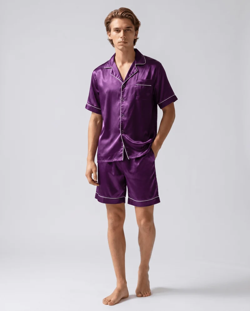Herren Sommer Schlafanzug mit Hemd und Shorts