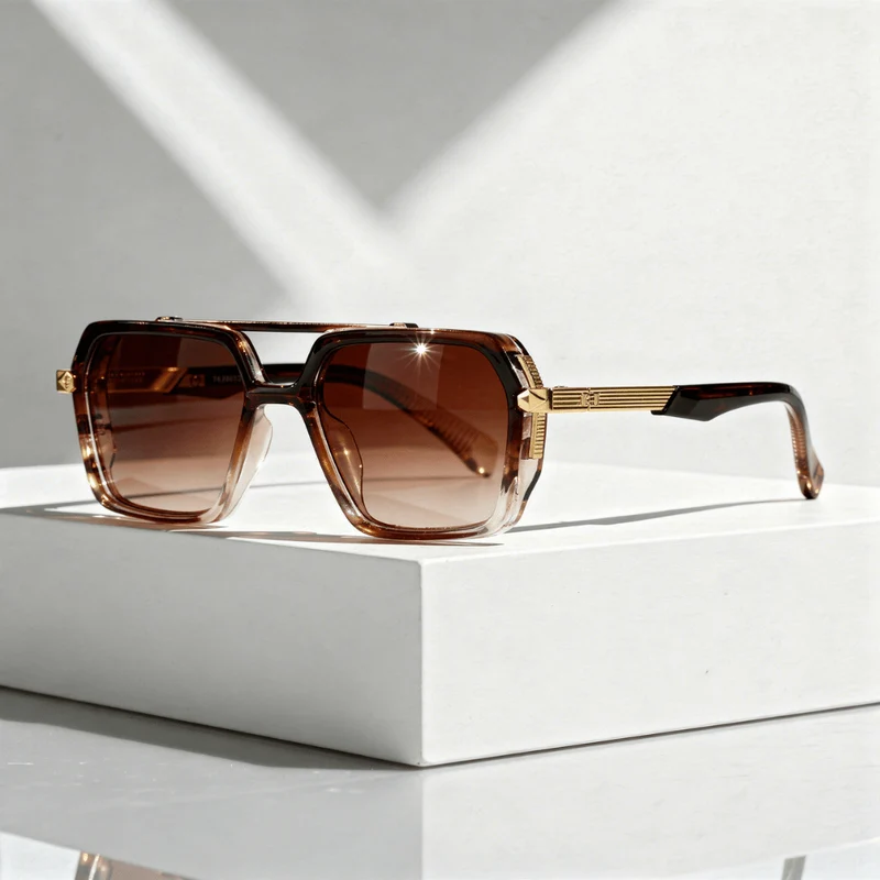 Sonnenbrille quadratisch UV400 mit Metallbügeln