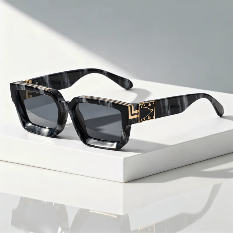 Quadratische Sonnenbrille UV400 mit breitem Rahmen