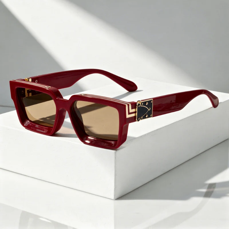 Quadratische Sonnenbrille UV400 mit breitem Rahmen
