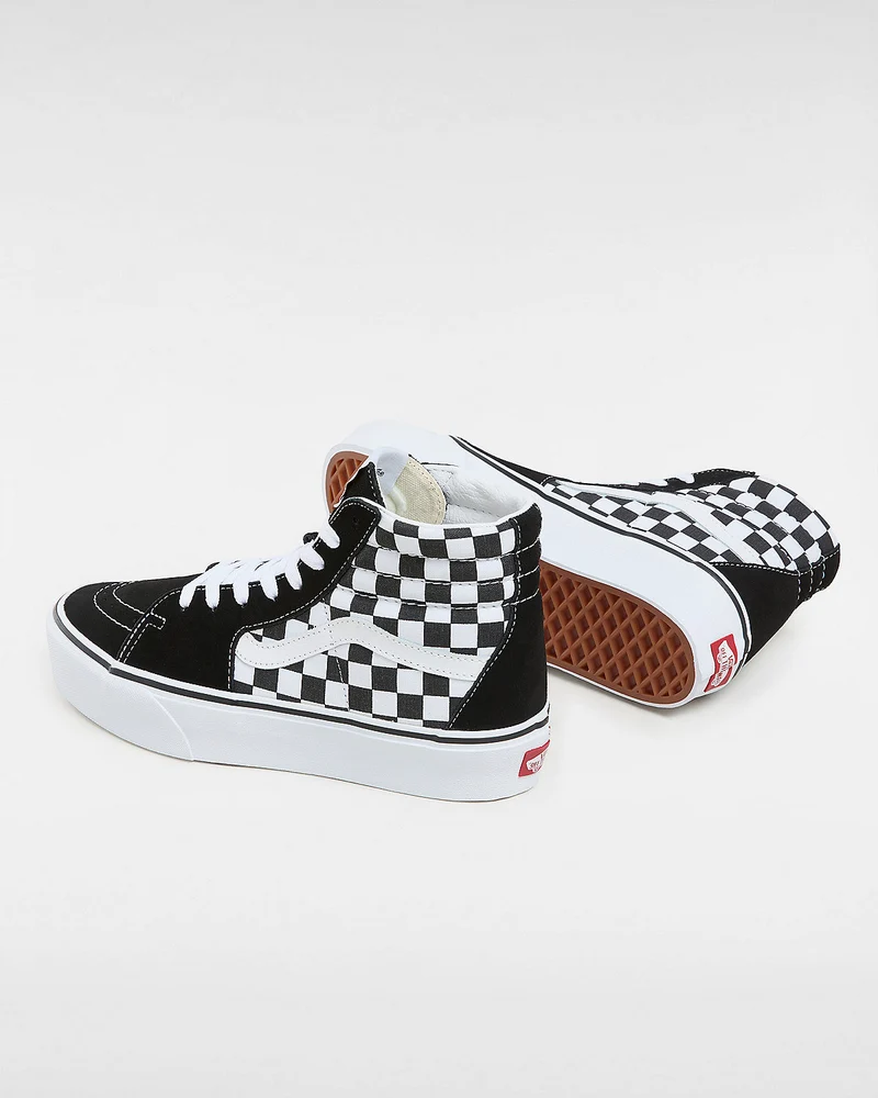 VANS Unisex Sk8-Hi Platform 2.0 Checkerboard-Turnschuhe – Schwarz/True White