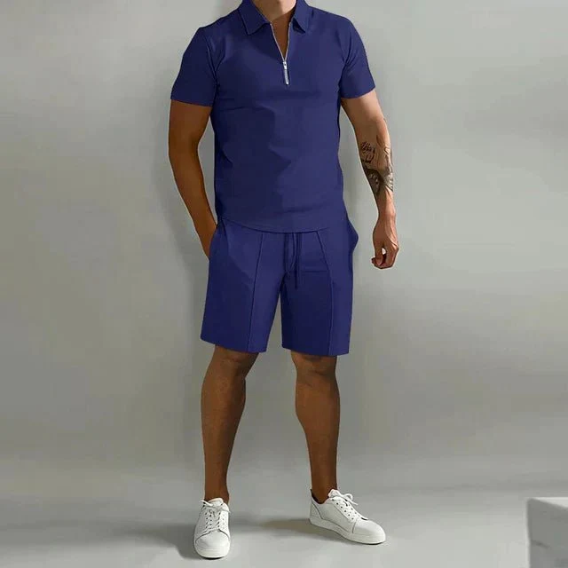 Herren Sommer Zweiteiler Set mit Polo und Shorts