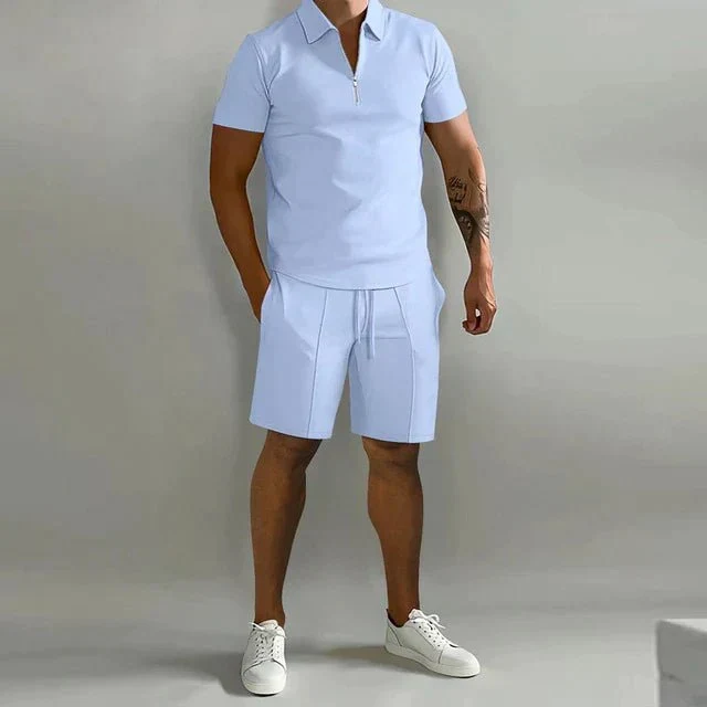 Herren Sommer Zweiteiler Set mit Polo und Shorts