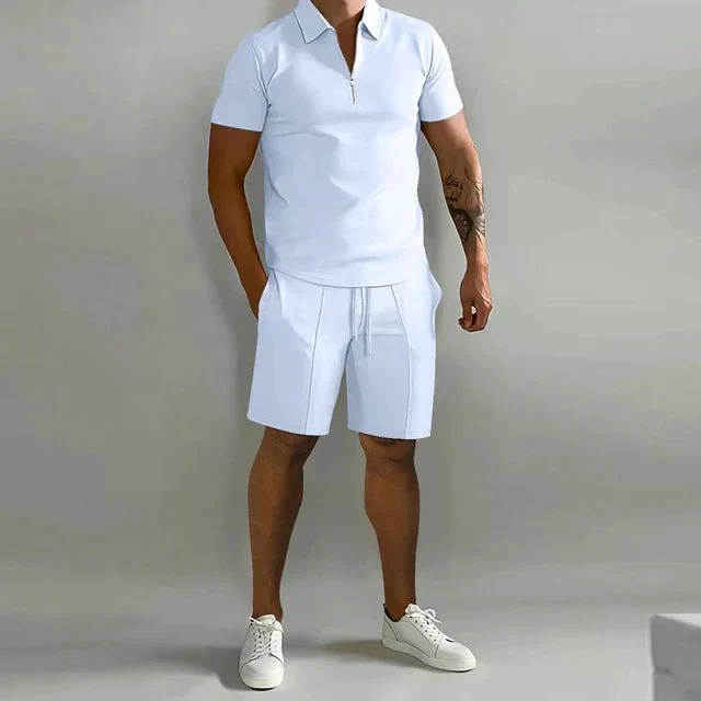 Herren Sommer Zweiteiler Set mit Polo und Shorts