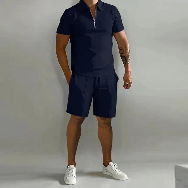 Herren Sommer Zweiteiler Set mit Polo und Shorts