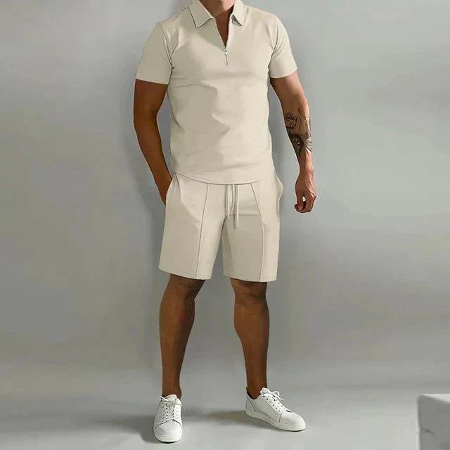 Herren Sommer Zweiteiler Set mit Polo und Shorts