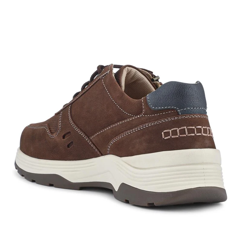 Extra-Wide Dual-Fit Leather Trainers - JOEL / 327 275 - Brown