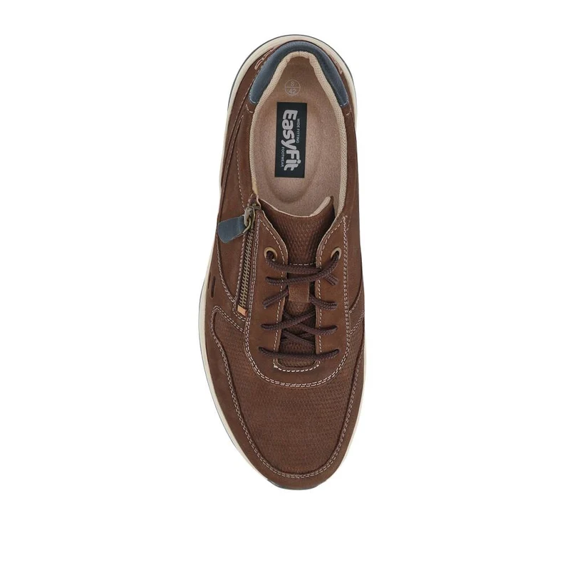 Extra-Wide Dual-Fit Leather Trainers - JOEL / 327 275 - Brown