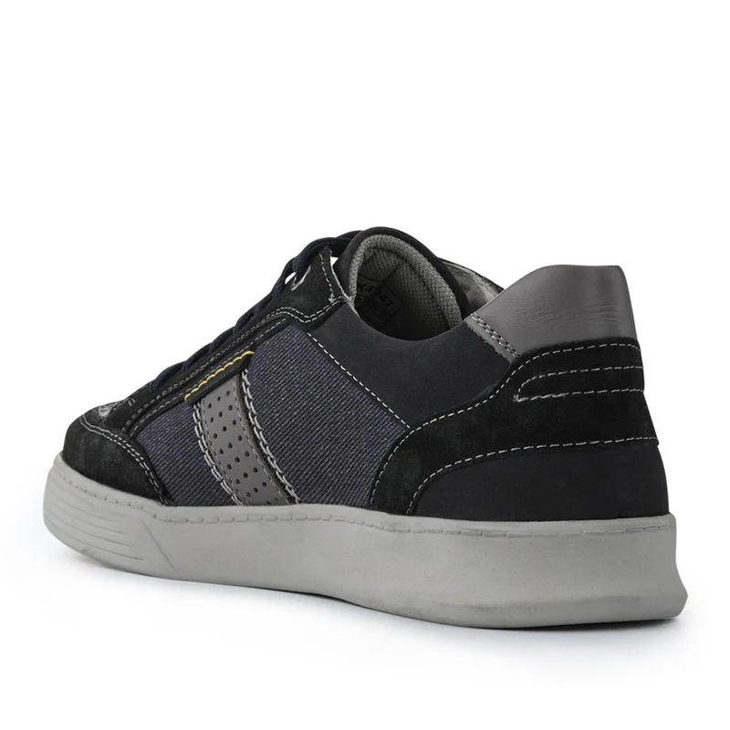 Wide-Fit Leather Laced Trainers - PARK41047 / 327 263 - Navy