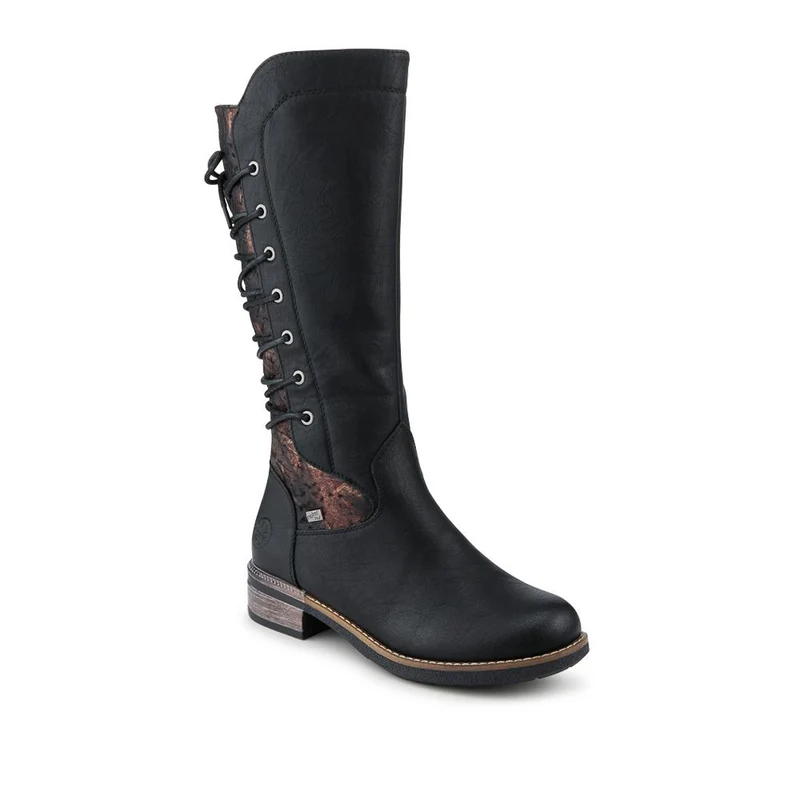 Rieker Water Resistant Zip Up Long Boots - RKR42555 / 328 200 - Black