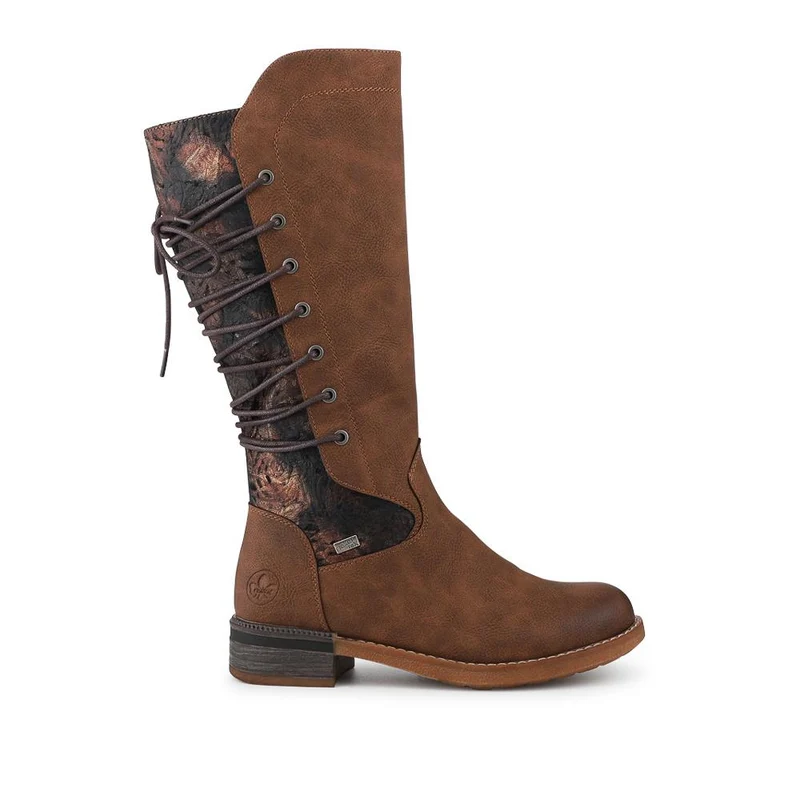 Rieker Water Resistant Zip Up Long Boots - RKR42555 / 328 200 - Brown