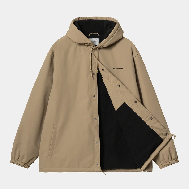 Carhartt WIP Coach-Jacke mit Kapuze für Herren - Leder / Schwarz