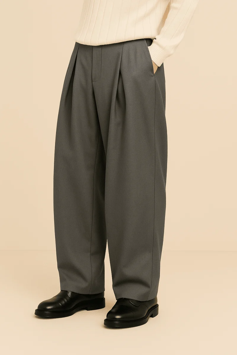Herren Weite Stoffhose im Pantalon Stil