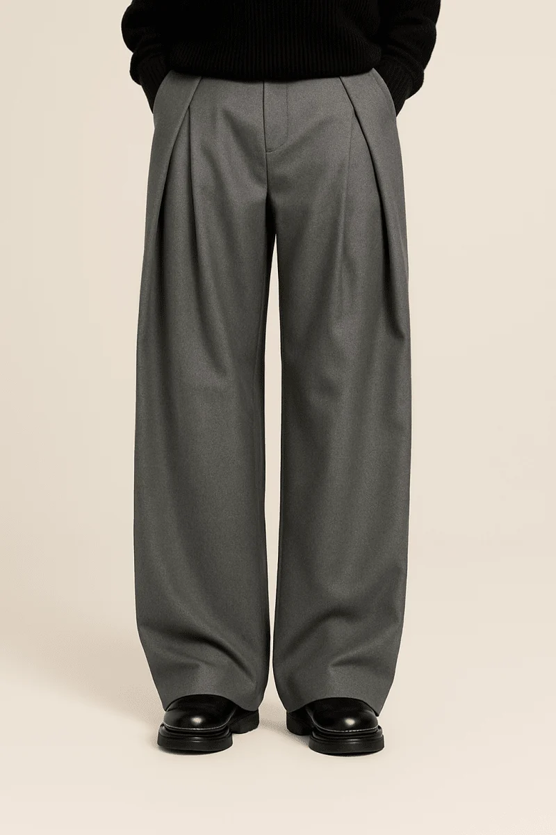 Herren Weite Stoffhose im Pantalon Stil