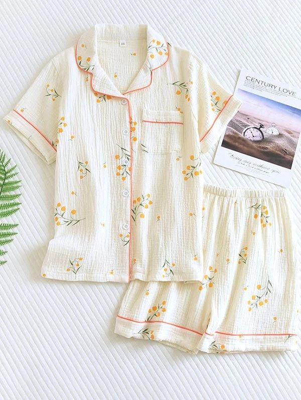 Damen Schlafanzug Kurzarm mit Shorts
