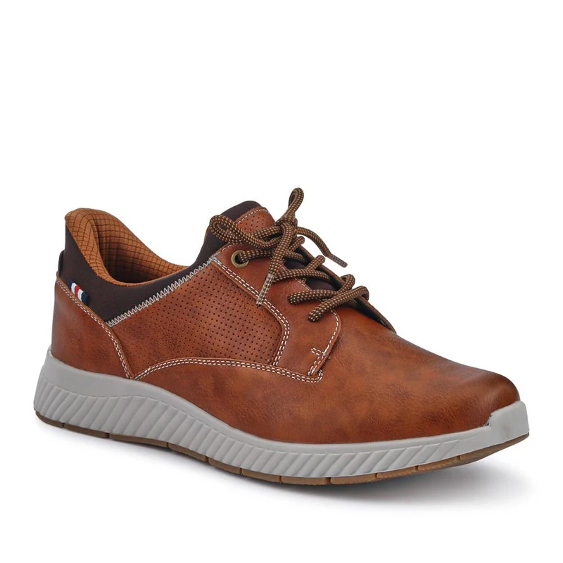 Wide Fit Casual Laced Slip-On Shoes - GANG41017 / 327 576 - Tan