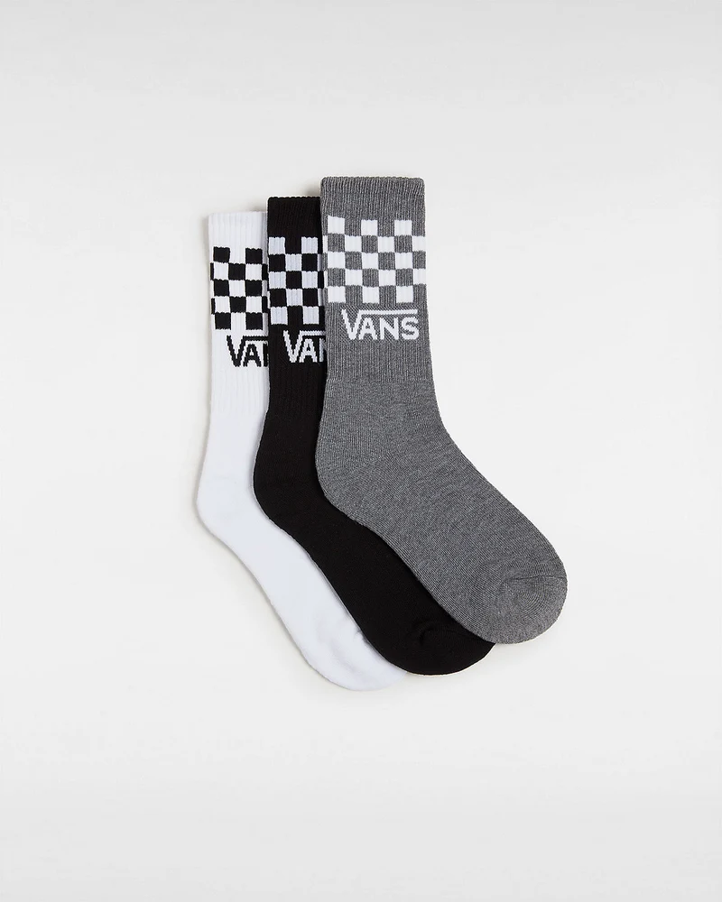 VANS Klassische Drop V Check Crew-Socken für Kinder (3 Paar) – Schwarz / Weiß / Grau