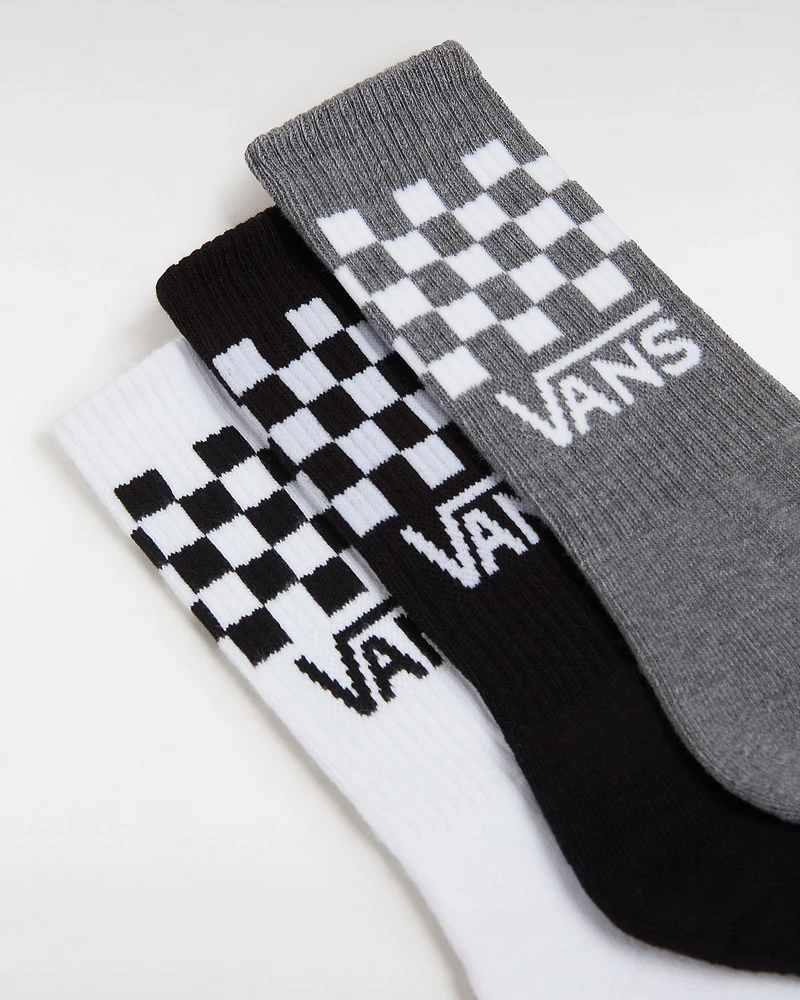 VANS Klassische Drop V Check Crew-Socken für Kinder (3 Paar) – Schwarz / Weiß / Grau