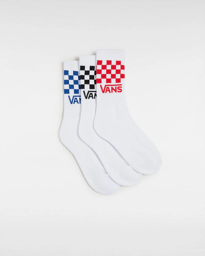VANS Classic Drop V Check Crew-Socken für Kinder (3 Paar) – Weiß