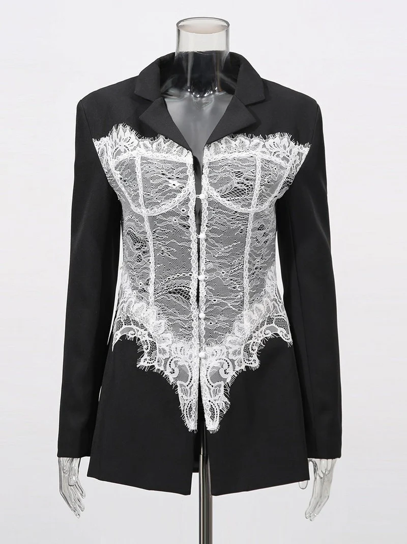 Blazer mit Korsett-Optik Spitze Elegant