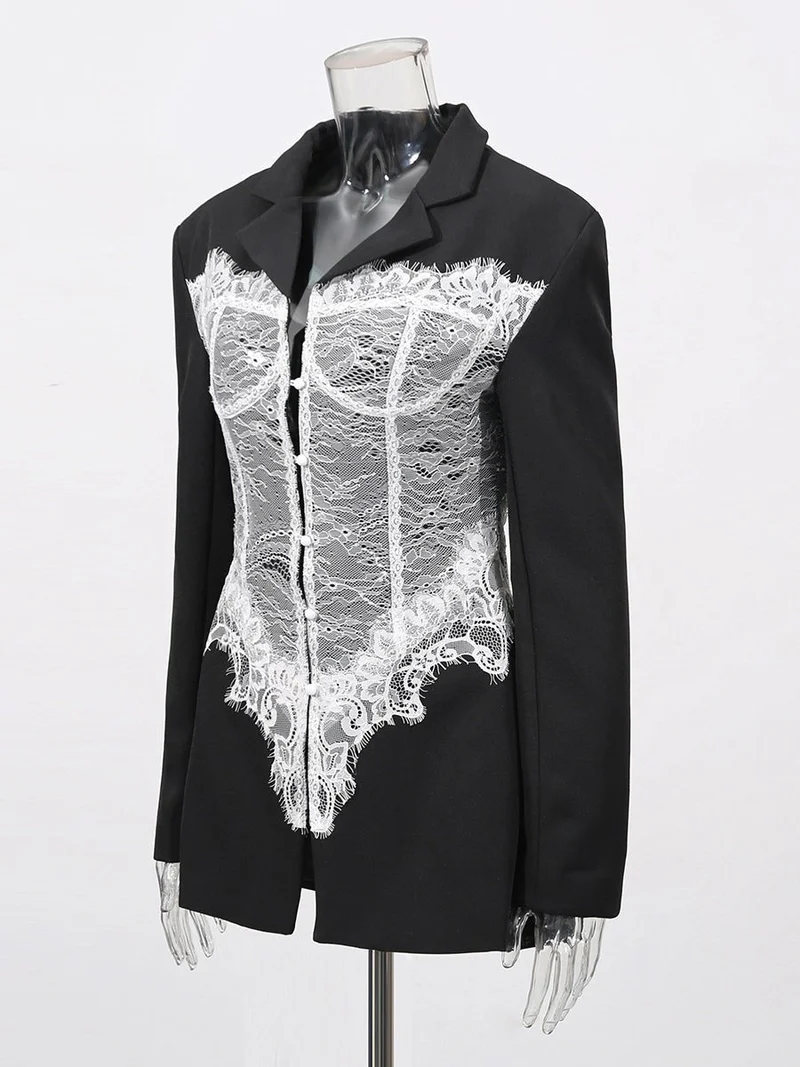 Blazer mit Korsett-Optik Spitze Elegant