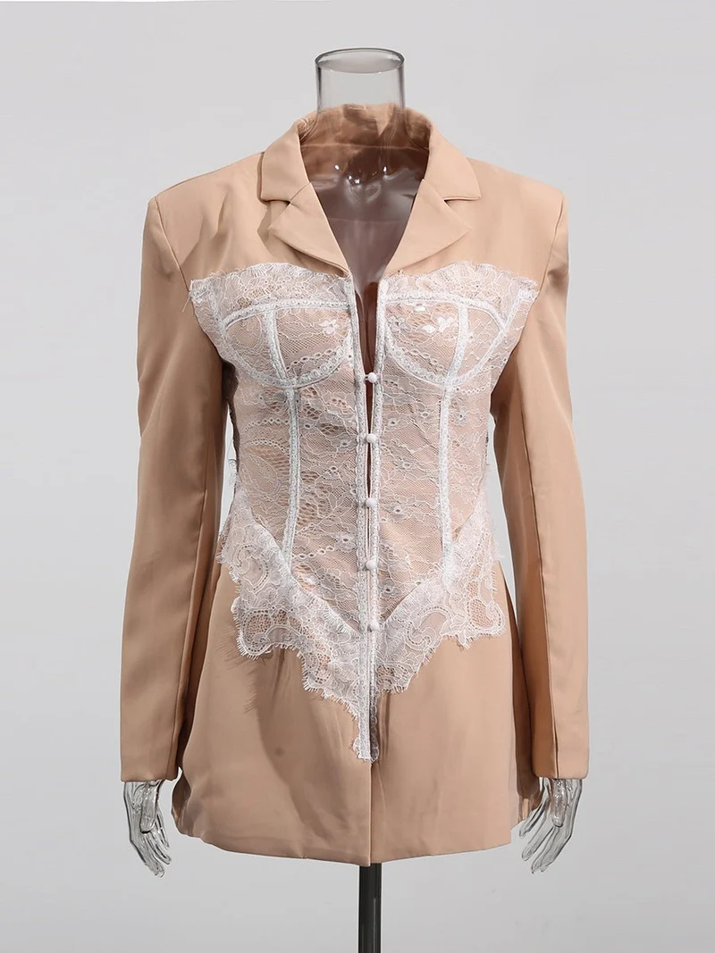 Blazer mit Korsett-Optik Spitze Elegant