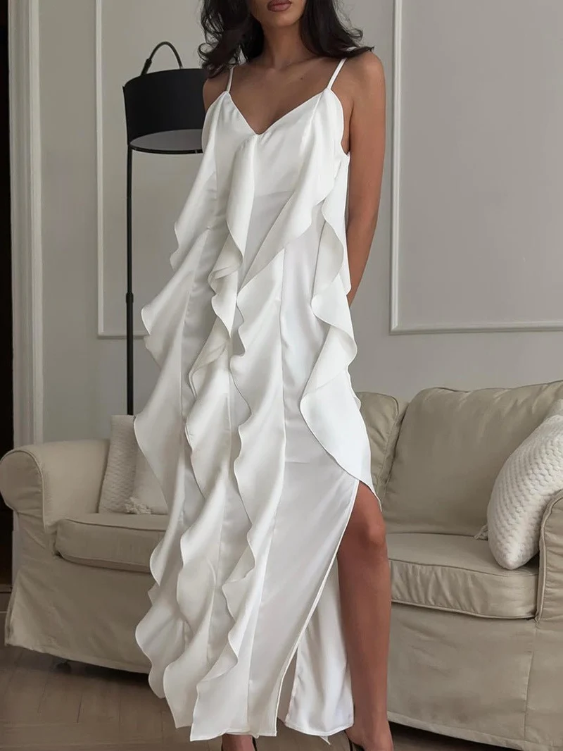 Gala Abendkleid Maxi mit Volants