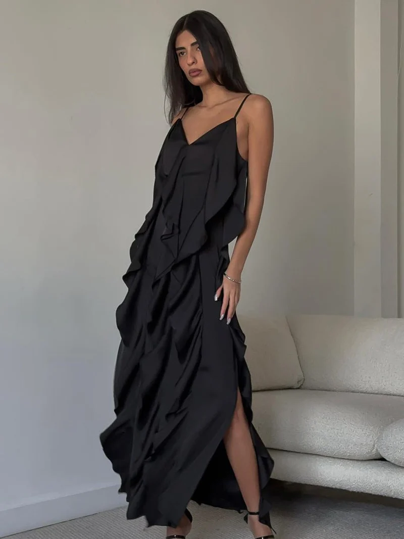 Gala Abendkleid Maxi mit Volants