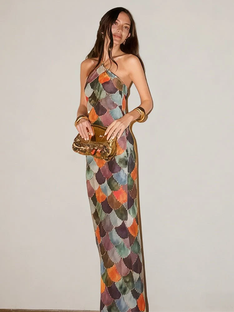 Trägerloses Maxikleid Elegant mit Muster